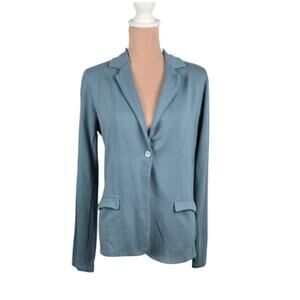 Majestic Filatures French Touch Soft Touch One Button Blazer Blue Size 4 = Large